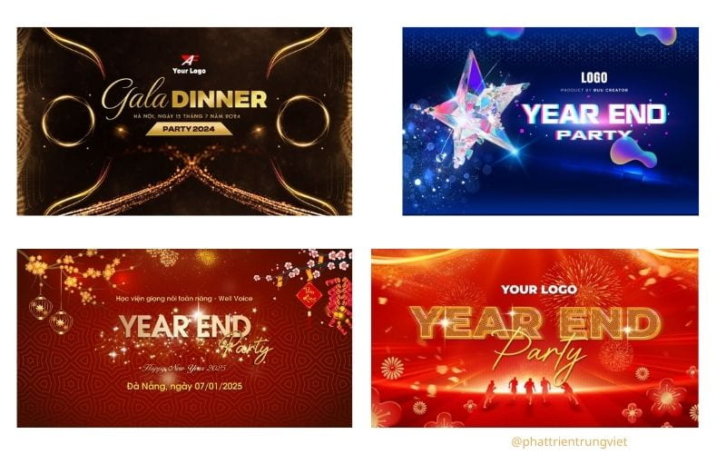 Backdrop Year End Party sang trọng